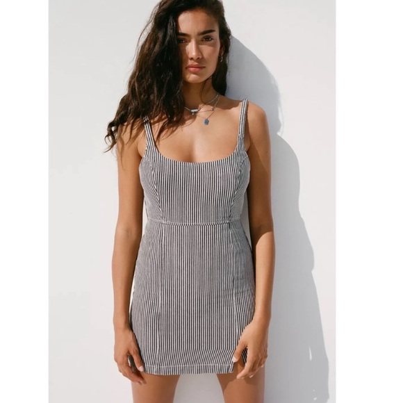 Urban outfitters hudson pinstripe dress mini denim - Picture 2 of 2